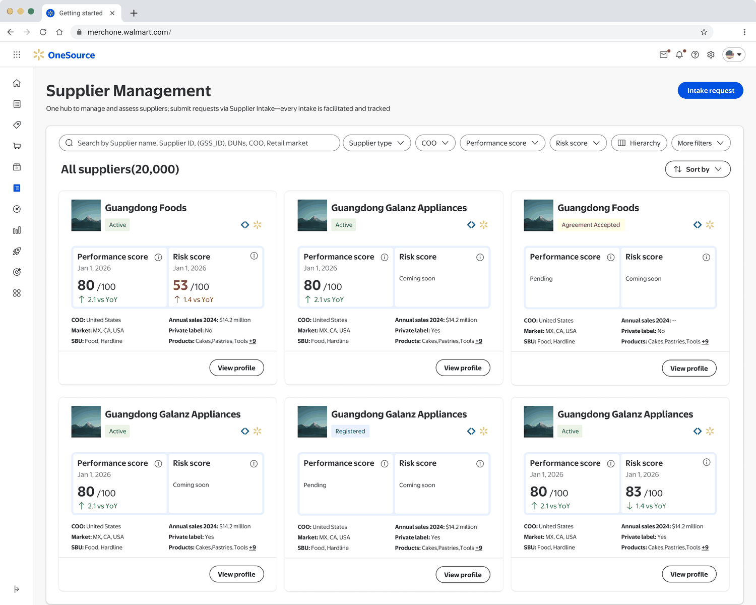 Supplier listing — early prototype tested with participants