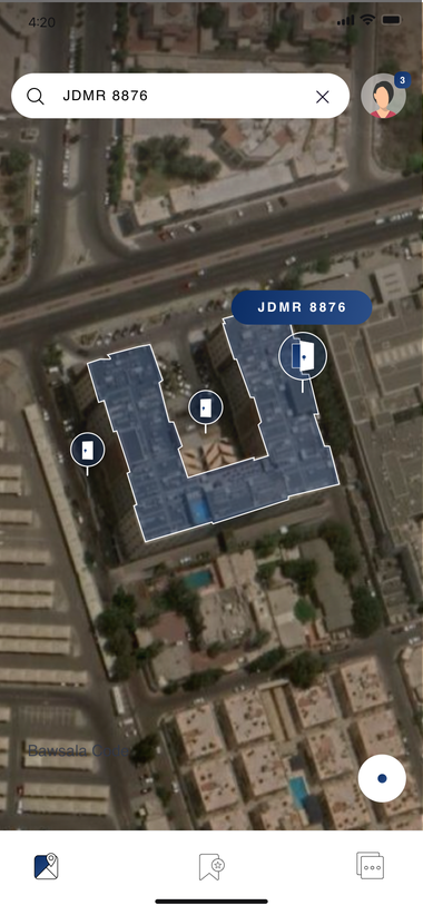 Zoomed map with multiple entrance pins