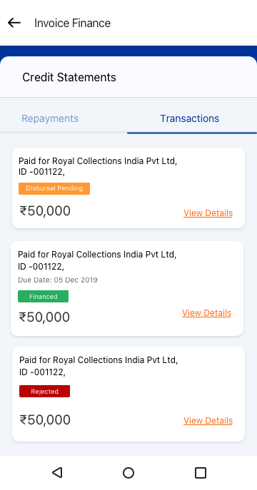Invoice finance transactions
