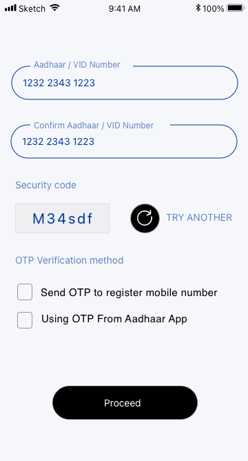 Aadhaar KYC verification screen
