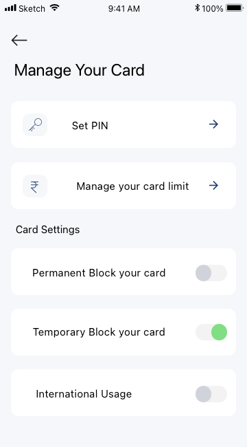 Manage your card settings
